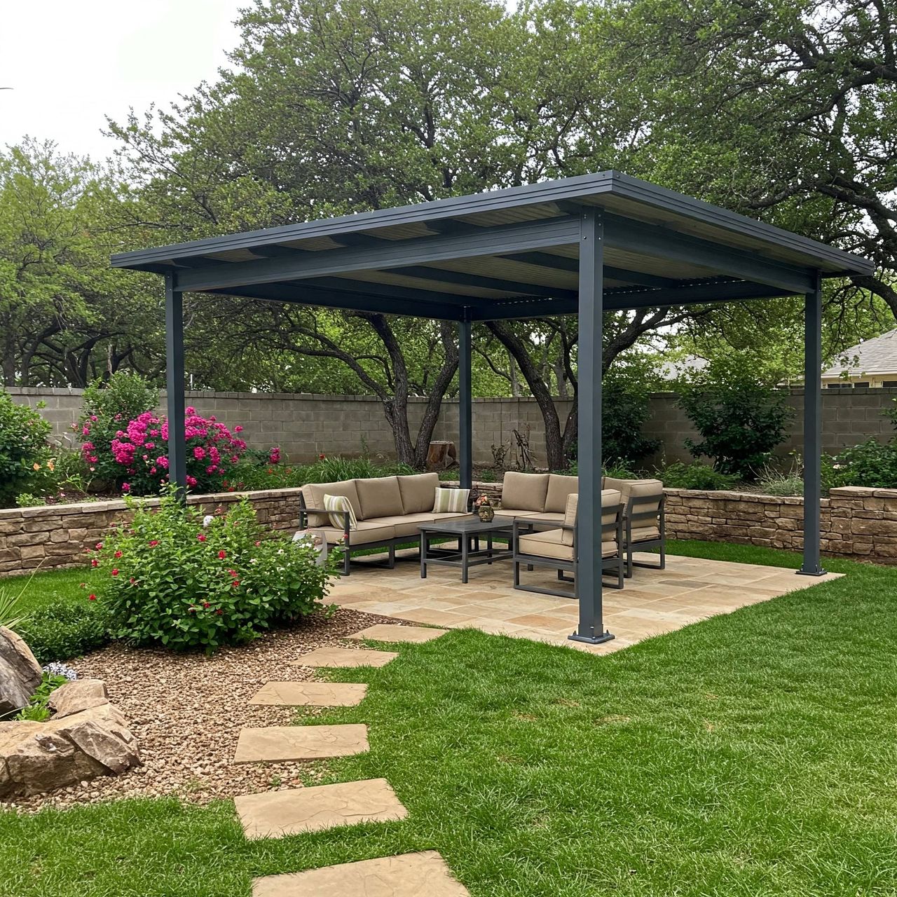 Custom patio cover installation in Austin, TX