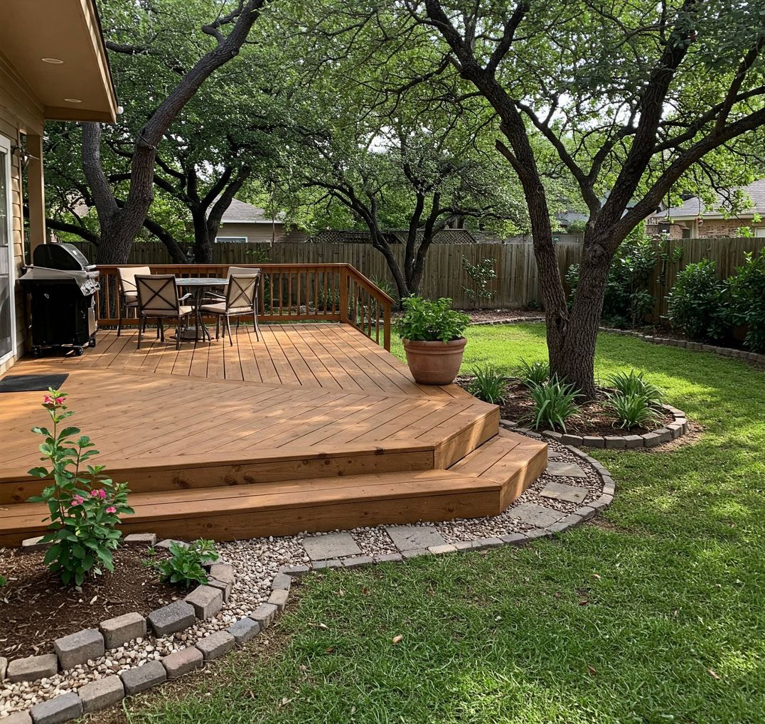 Custom composite deck built by GardenGOAT in Austin TX