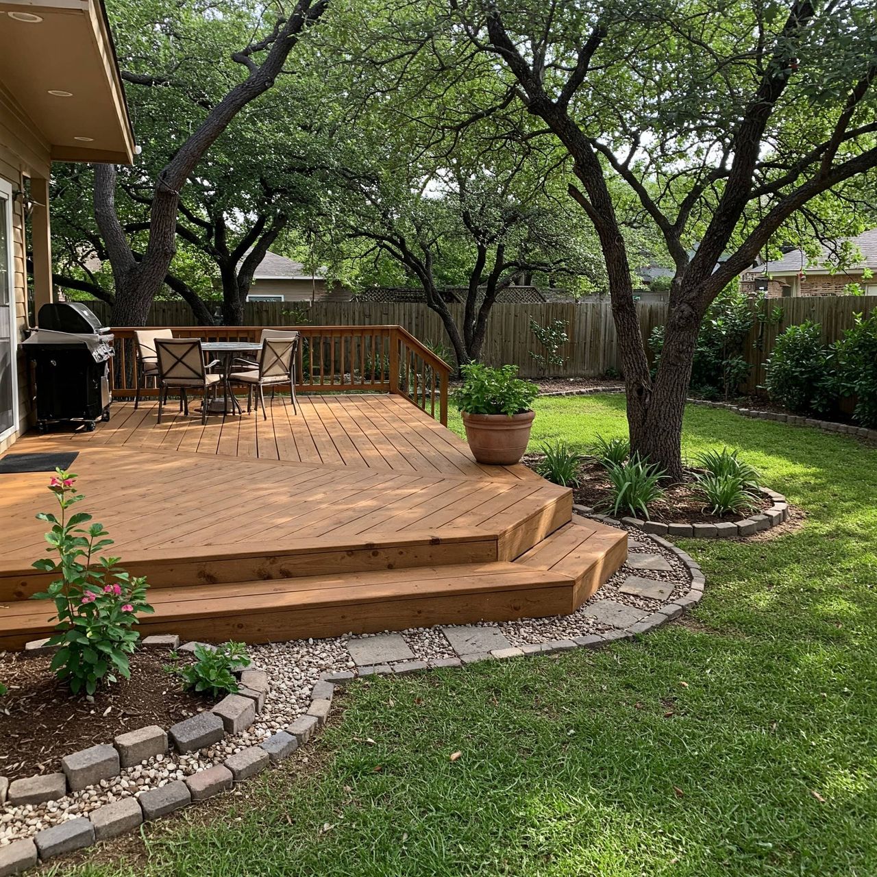 Custom deck installation for an Austin backyard