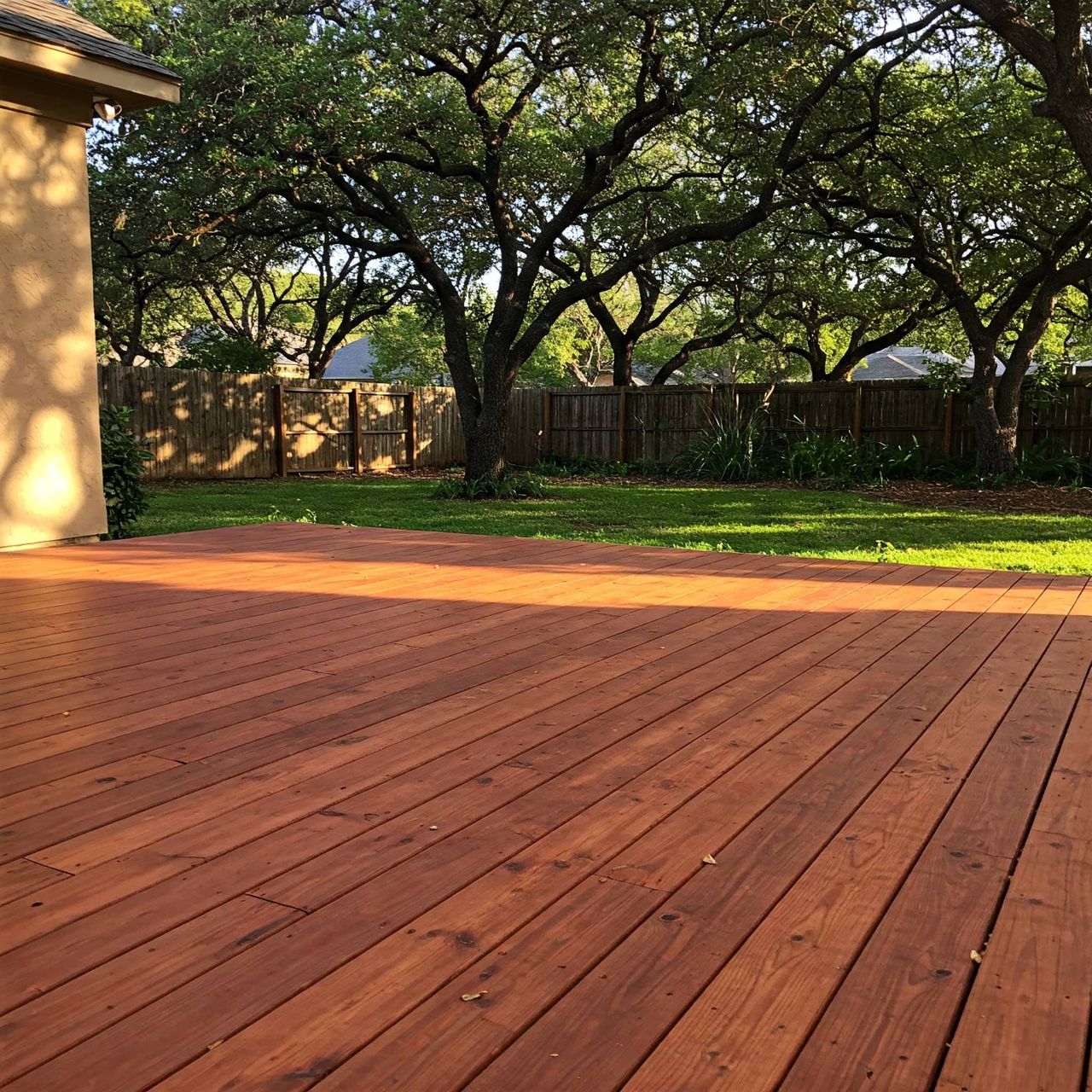 Cedar and wood decking with natural finish in Austin