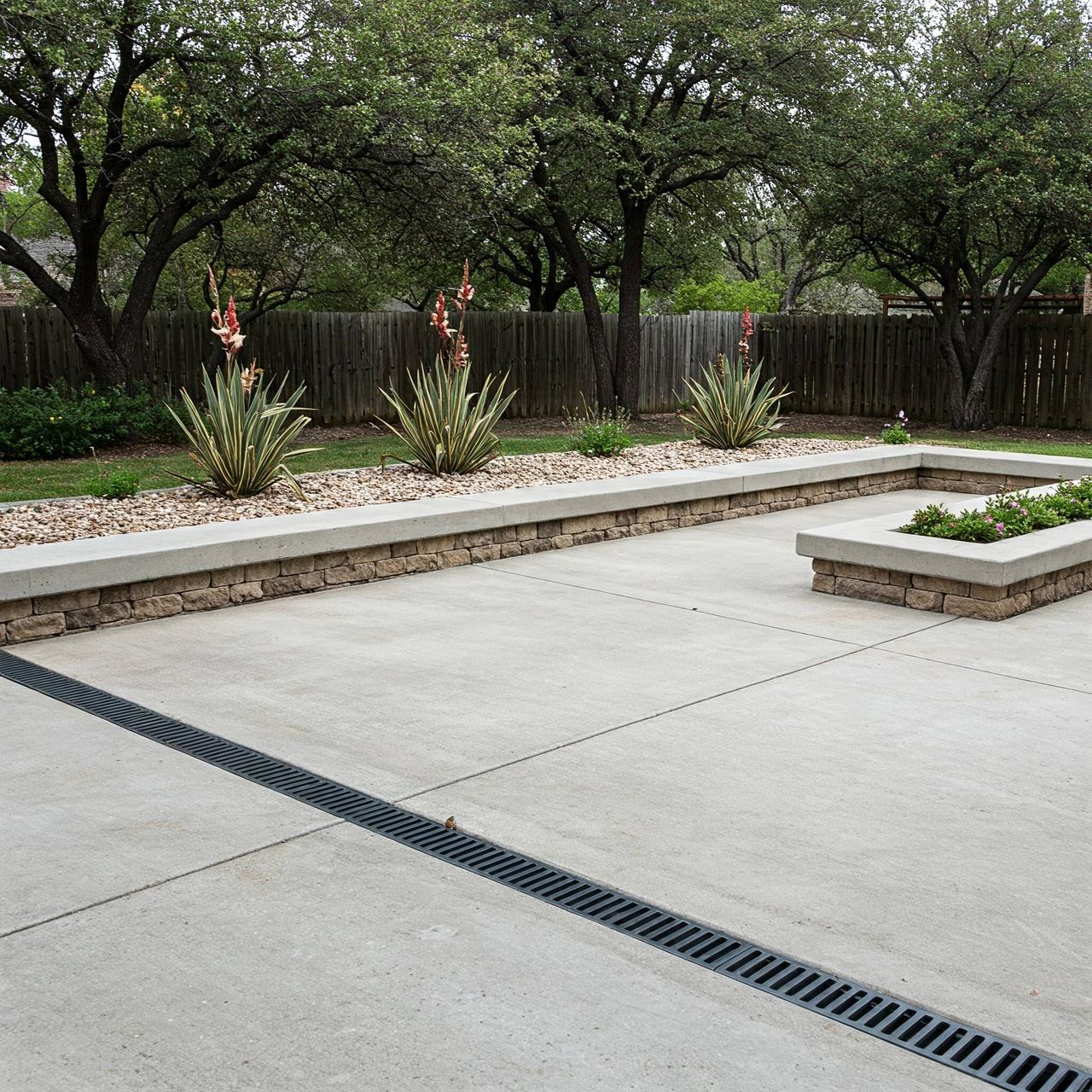 Surface drain and channel system for Austin property