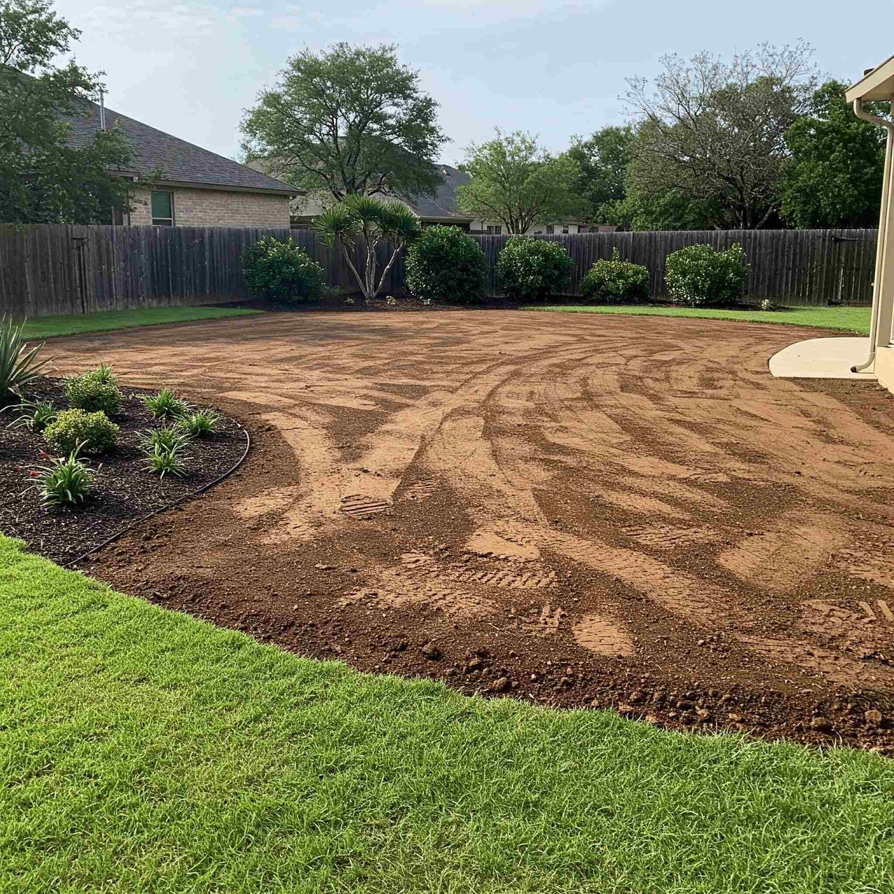 Site grading for patio and hardscape installation in Austin