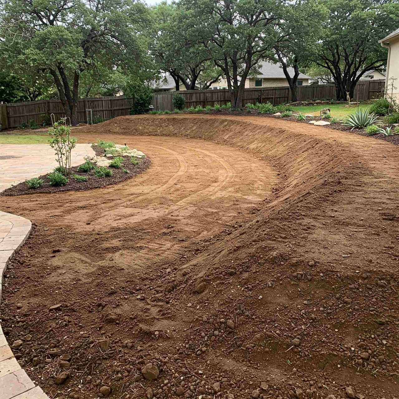 Berms and soil shaping for Austin landscape design