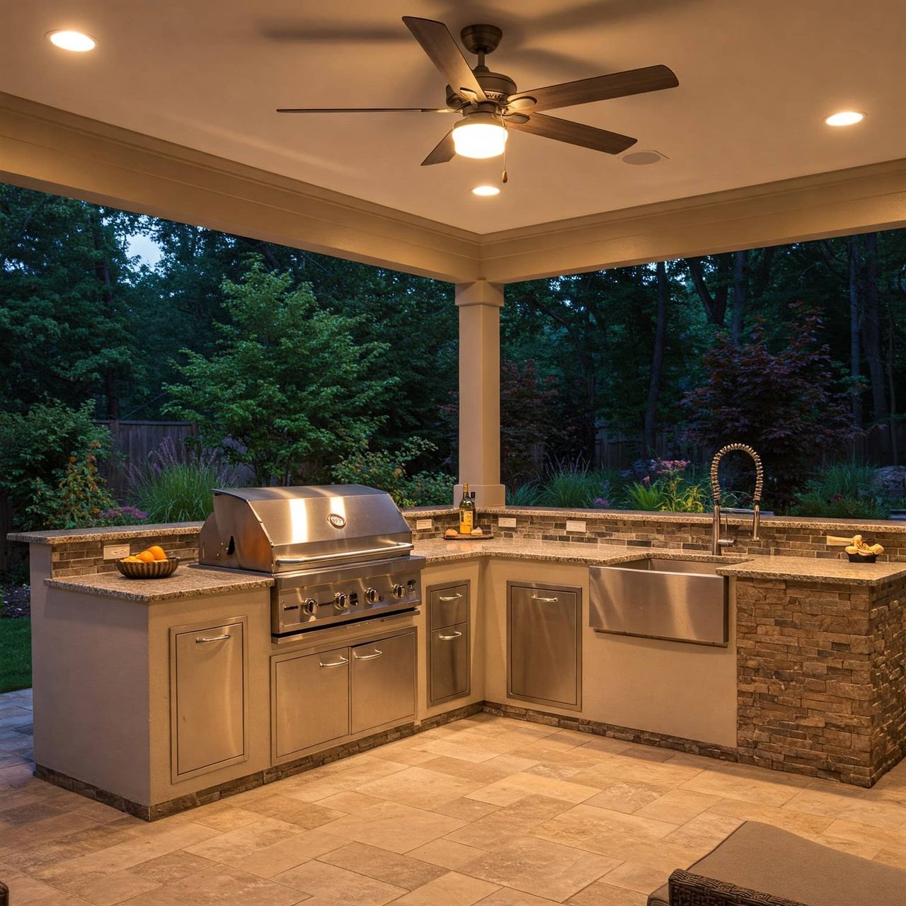 Gas, electric, and water hookups for Austin outdoor kitchen