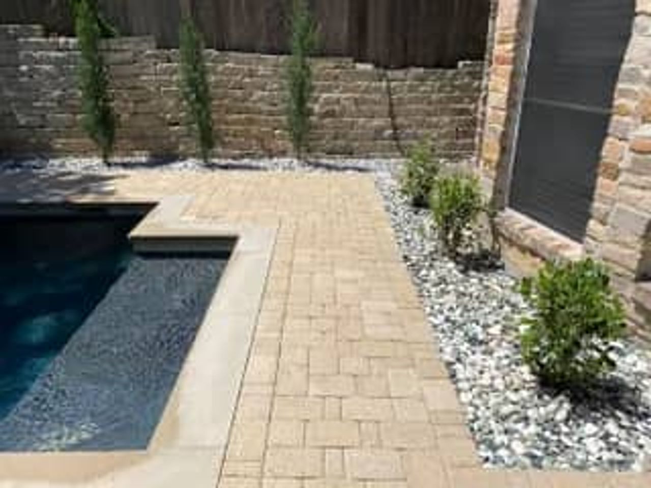 Rock and gravel hardscape for xeriscaping