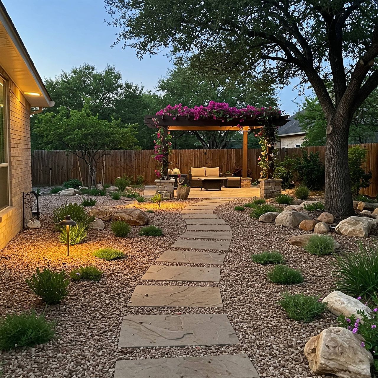 Lighting design integration for an Austin outdoor living space