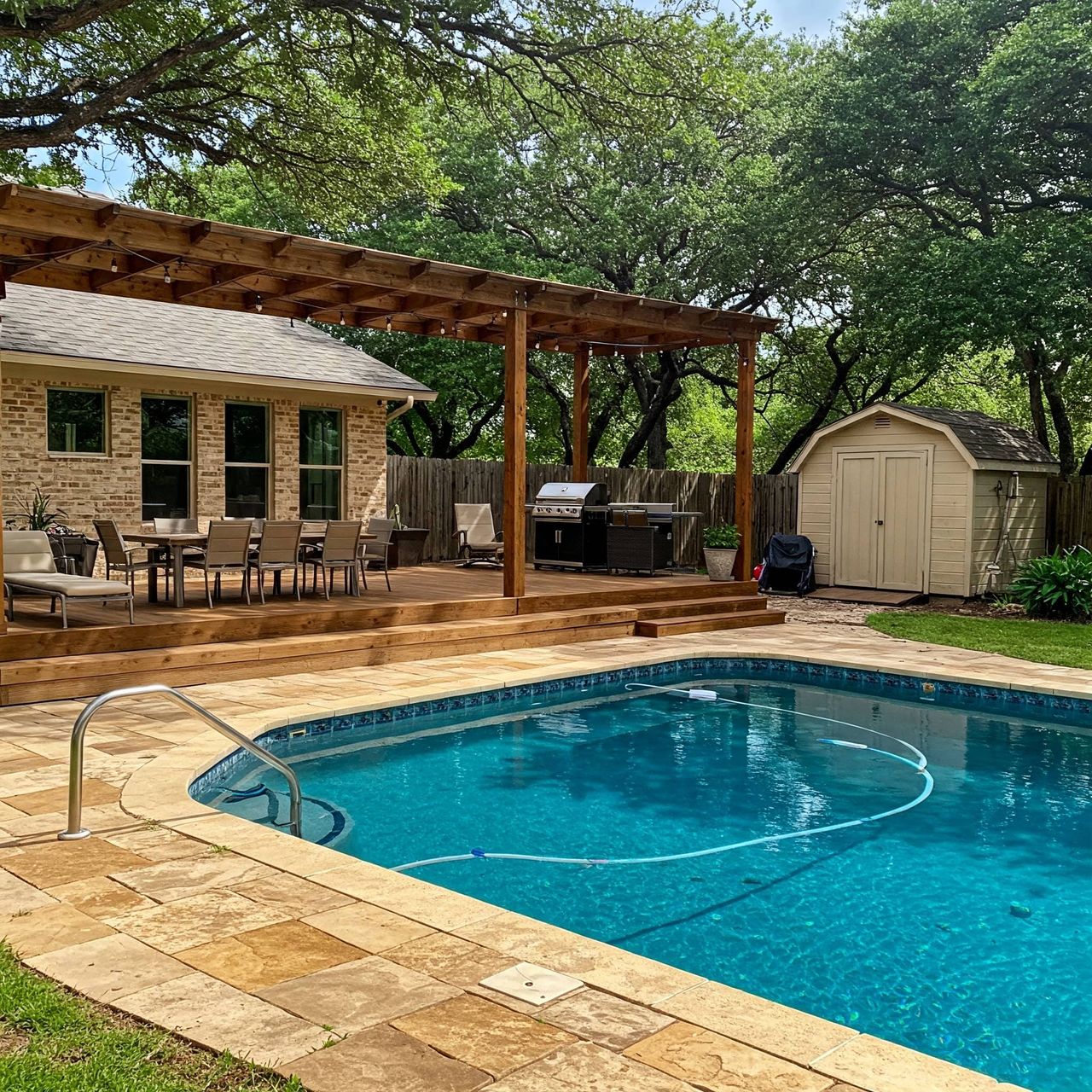 Patio and pool deck overlay with slip-resistant finish in Austin
