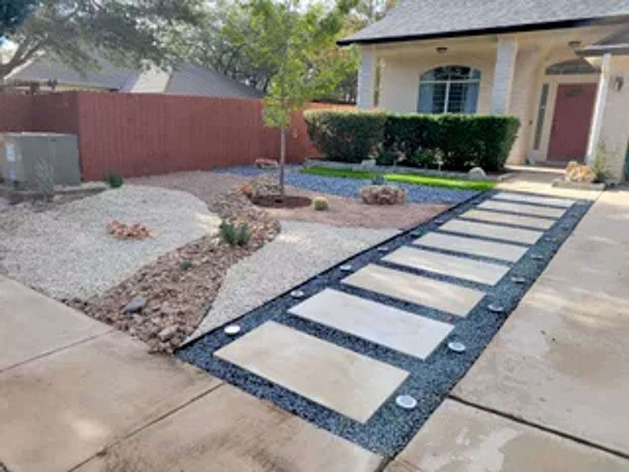 Concrete and paver walkway for Austin home entry
