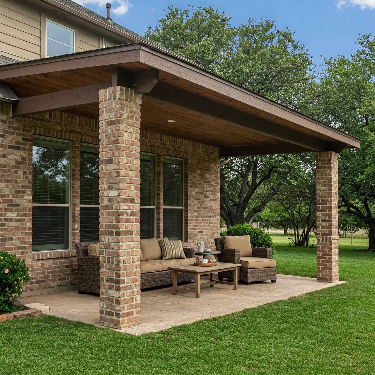 Solid roof and louvered pergola built in Austin