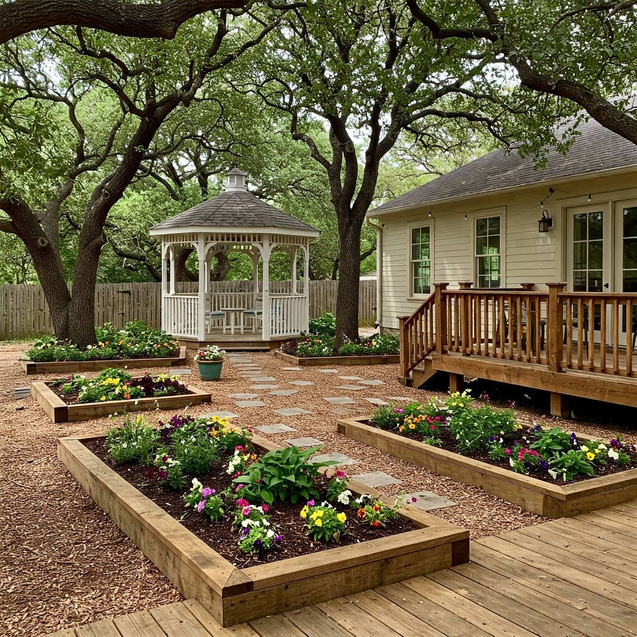 Colorful flower bed installation with seasonal blooms in Austin