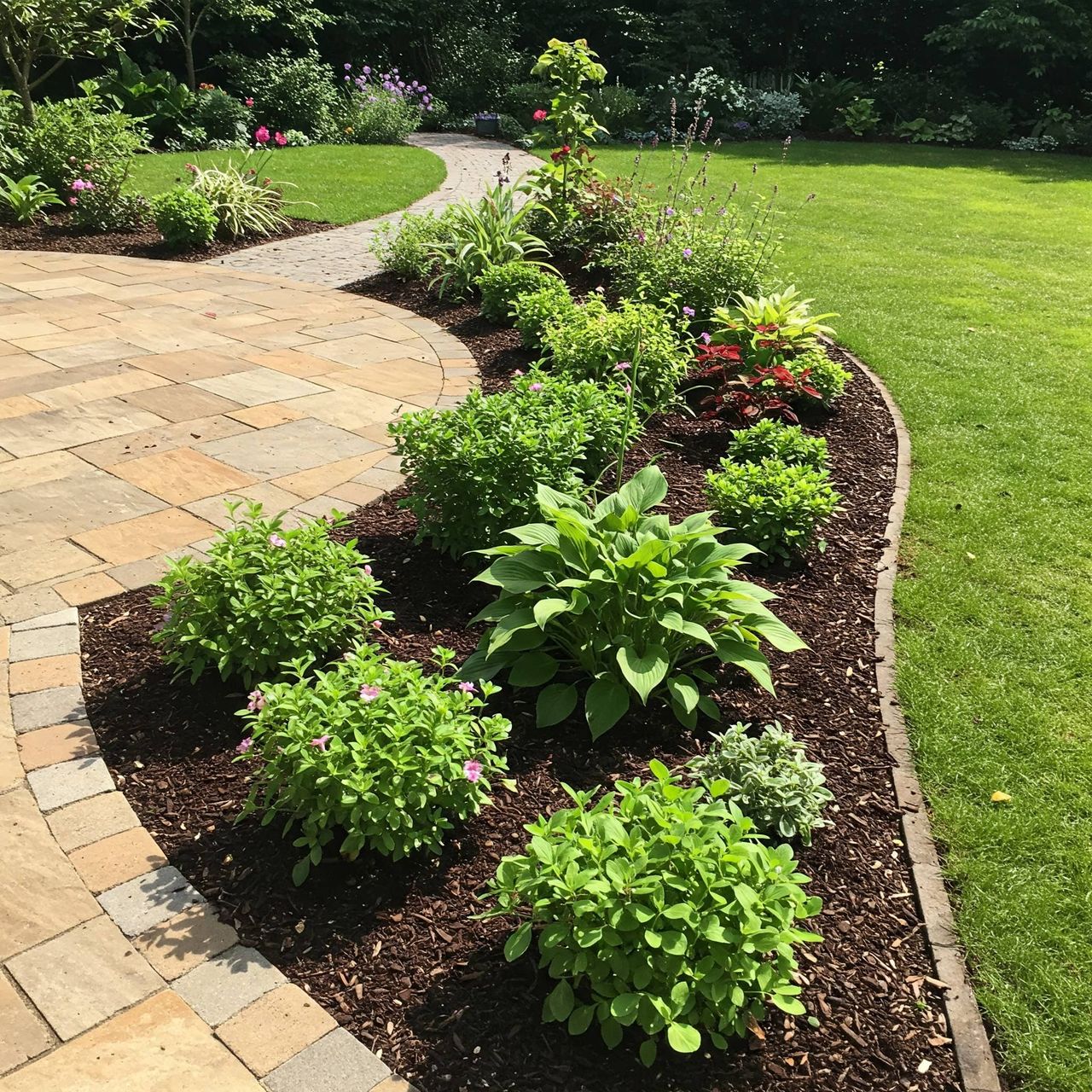 Spacing and layout design for a layered planting bed in Austin