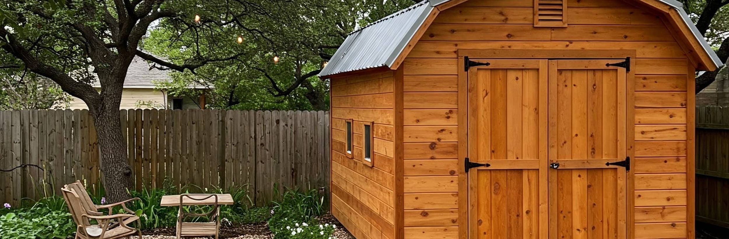Custom shed design and installation for an Austin backyard