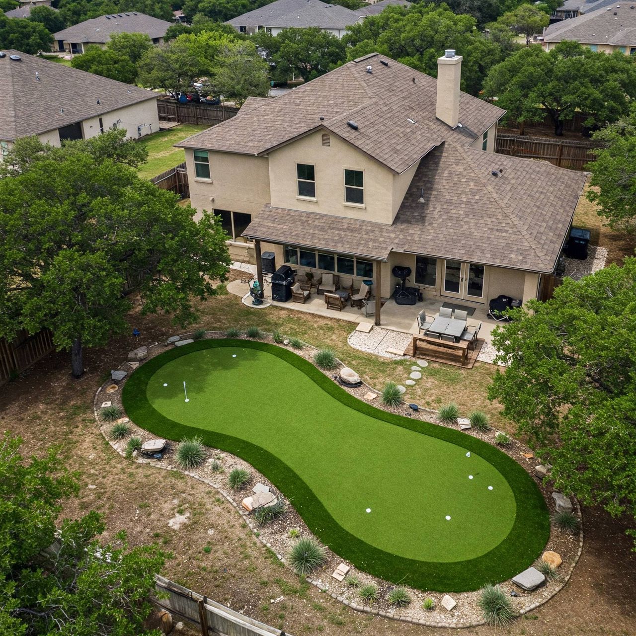 Custom backyard putting green installation in Austin