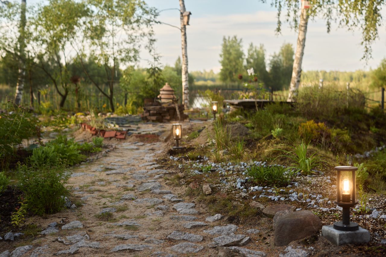 path lighting along a walkway