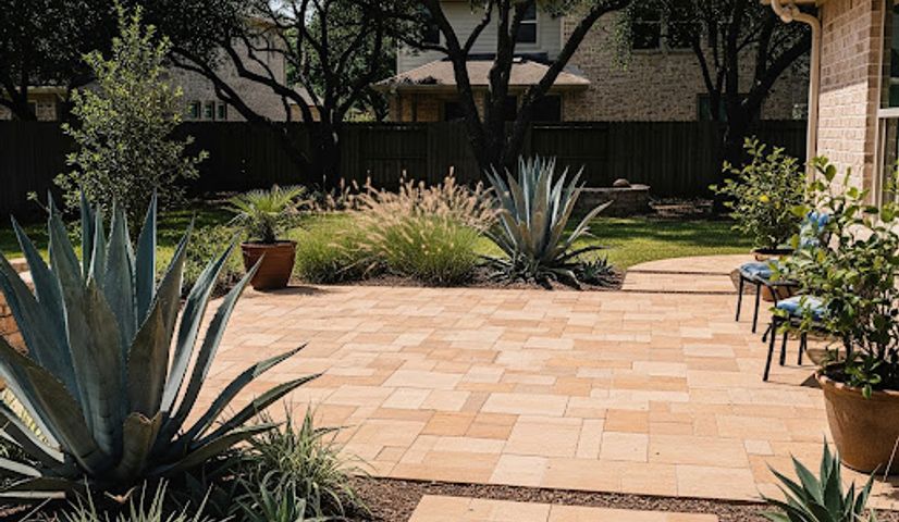 Backyard paver patio installed in Austin TX