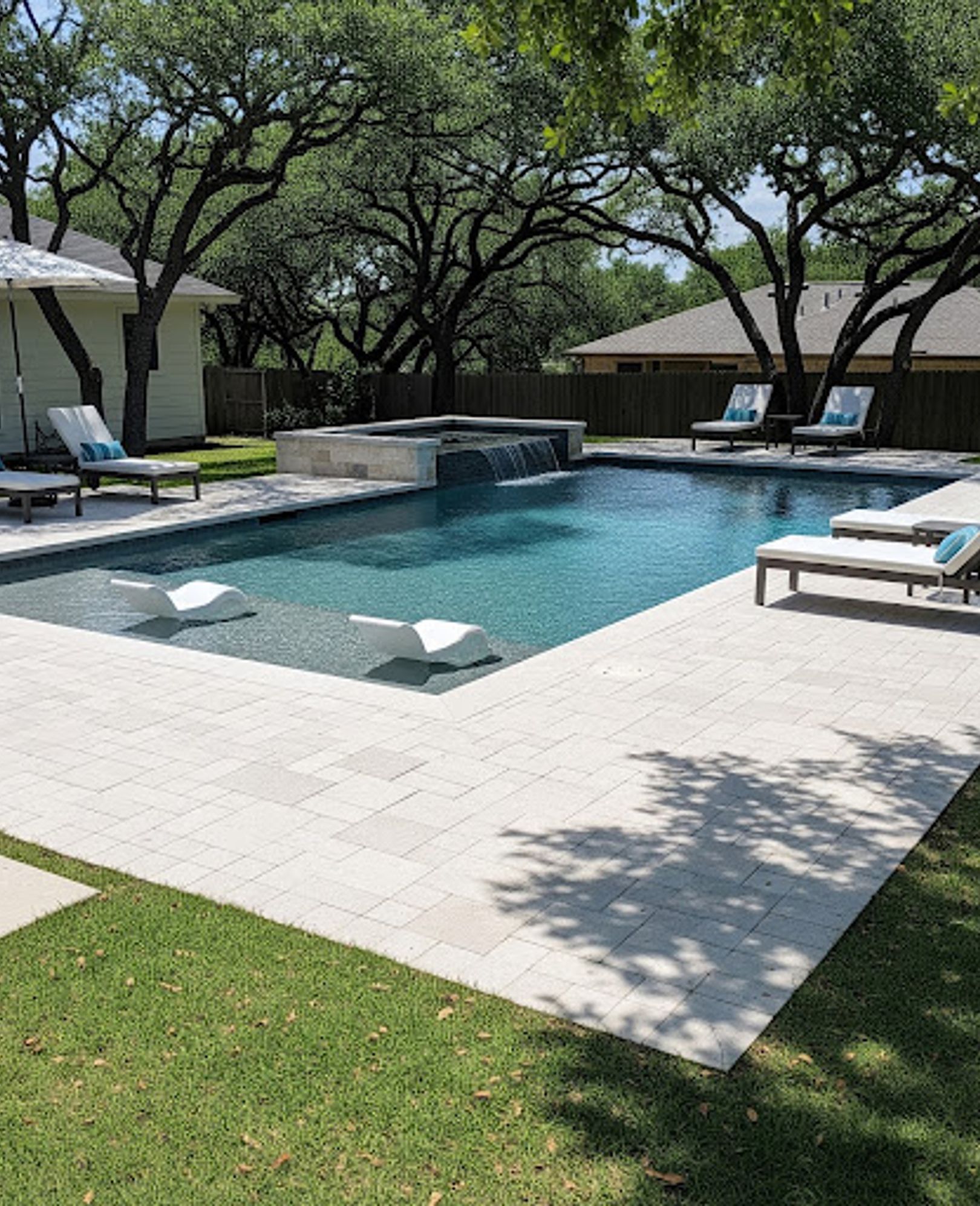 Custom paver pool deck project by GardenGOAT in Austin